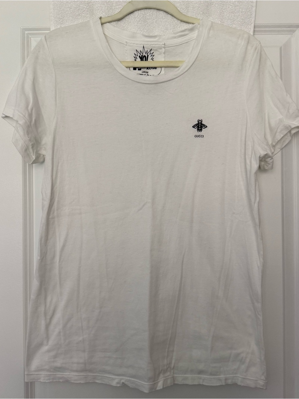 Gucci White Bee Logo Crewneck T-Shirt